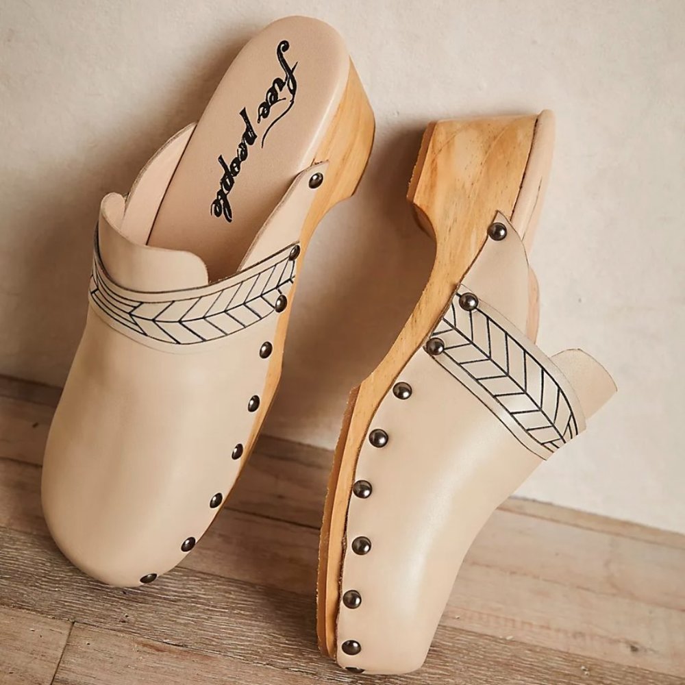Free People Chloe Clogs – Size 8 / EU 38 – Bone – NIB – Classic Backless Slip-On